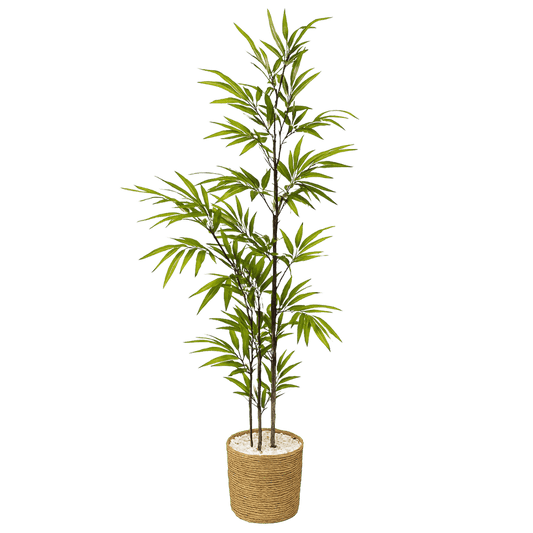 Bamboo Kunstpflanze 160cm XXL in dekorativem Topf, symbolisiert Ausgeglichenheit und asiatische Ästhetik.