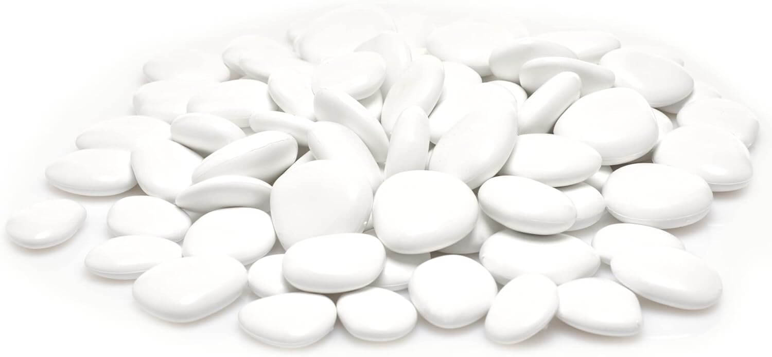 Dekosteine Weiß Größe S Ø 2-5 cm Ca. 155 Stück für eine stilvolle Deko mit kunstpflanzen.