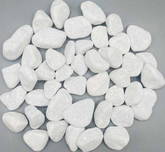 Schneeweiß Dekosteine ​​I Marmorkies I Körnung 15-25mm I 1kg